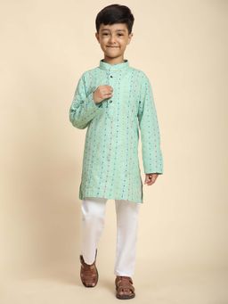 Pro Ethic Style Developer - Green Boy'S Cotton Printed Kurta with Pyjama