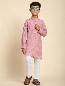 Pro Ethic Style Developer - Pink Boy'S Cotton Printed Kurta with Pyjama