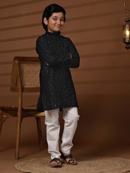 Pro Ethic Style Developer - Black Baby Boys Sequined Kurta with Pyjama