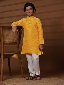 Pro Ethic Style Developer - Yellow Baby Boys Sequined Kurta with Pyjama