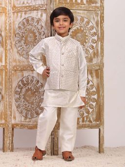 Pro Ethic Style Developer - Cream Koti Kurta with Pant and Jacket