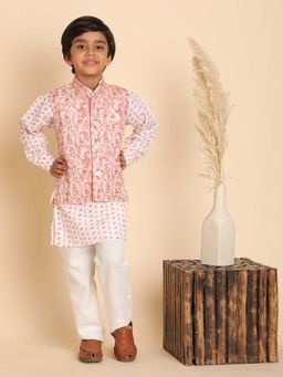 Pro Ethic Style Developer - Maroon Boys Cotton Kurta with Pant and Jacket