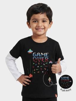 Orange Sugar - Kids Pure Cotton Space Game Printed Full Sleeves T-Shirt