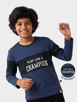 Orange Sugar - Kids Pure Cotton Champion Embroidery Full Sleeves T-Shirt