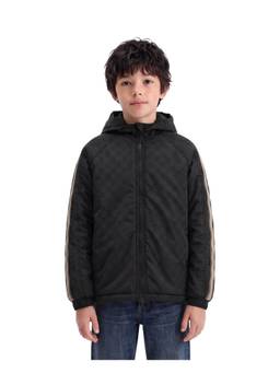 RARE ONES - Grami Black Monogram Print Hooded Zip Jacket