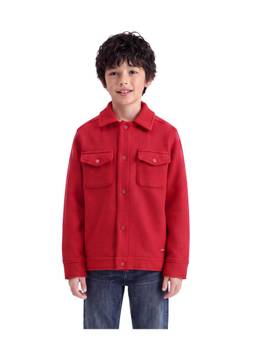 RARE ONES - Tweedo-K Red Solid Snap Button Regular Fit Kids Jacket