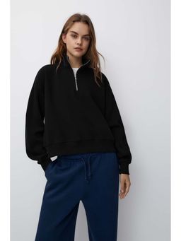 MISCHIEF MONKEY - Women Black Hight Neck Sweatshirt