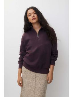 MISCHIEF MONKEY - Women Purple Hight Neck Sweatshirt