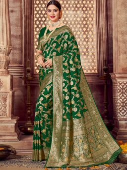 Odette - Green Women Saree with Unstitched Blouse