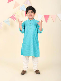 Fabindia - Blue Viscose Silk Hand Block Printed Long Kurta