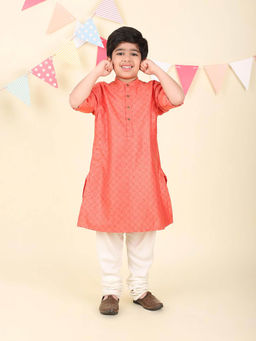 Fabindia - Coral Viscose Silk Hand Block Printed Long Kurta