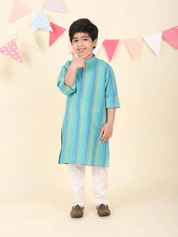 Fabindia - Multicolour Cotton Dobby Long Kurta