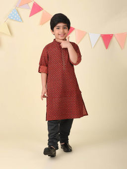 Fabindia - Red Cotton Ajrakh Printed Long Kurta