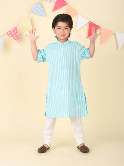Fabindia - Blue Cotton Dobby Long Kurta