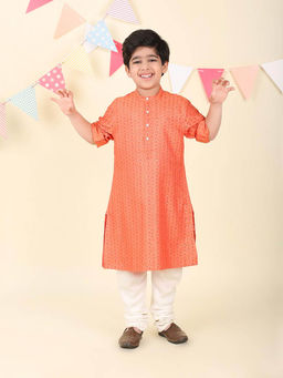 Fabindia - Orange Hand Block Printed Long Kurta