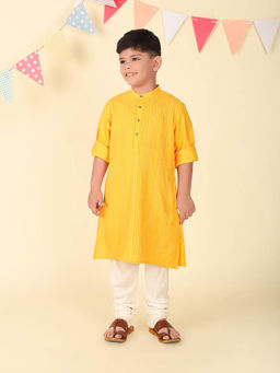 Fabindia - Mustard Woven Long Kurta