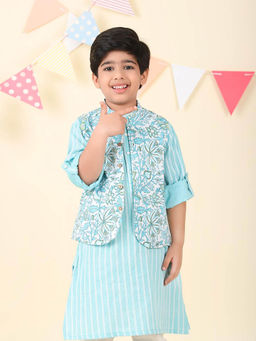 Fabindia - Blue Cotton Hand Block Printed Jacket