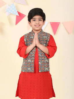 Fabindia - Blue Cotton Bagru Printed Jacket