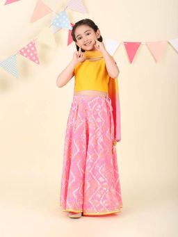 Fabindia - Multicolour Tie & Dye Choli with Lehenga and Dupatta