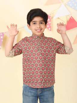 Fabindia - Grey Cotton Hand Block Printed Short Kurta