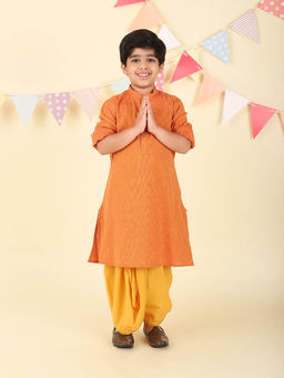 Fabindia - Orange Cotton Dobby Long Kurta