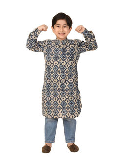 Fabindia - Blue Cotton Kalamkari Printed Long Kurta