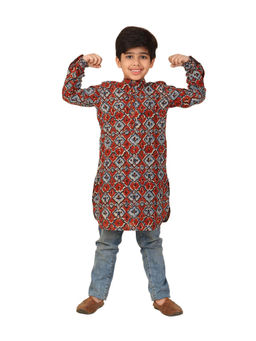 Fabindia - Red Cotton Kalamkari Printed Long Kurta