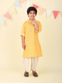 Fabindia - Yellow Cotton Hand Block Printed Kurta