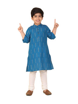 Fabindia - Blue Cotton Hand Block Printed Long Kurta