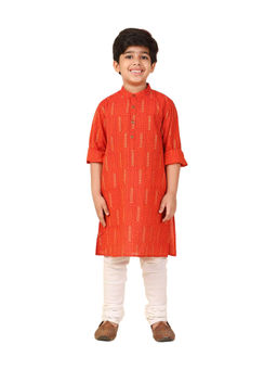 Fabindia - Red Cotton Hand Block Printed Long Kurta