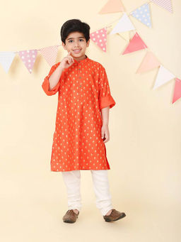 Fabindia - Orange Hand Block Printed Long Kurta