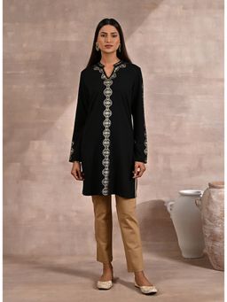 Lakshita - Black Embroidered Woollen Kurti