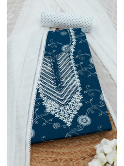 Soch - Womens Teal Rayon Ethnic Motif Unstitched Dress Material (Set of 3)