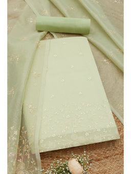 Soch - Womens Light Green Thread Work Embroidered Unstitched Dress Material (Set of 3)