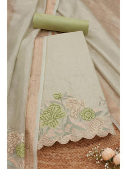 Soch - Womens Green Thread Work Embroidered Unstitched Dress Material (Set of 3)