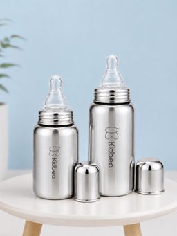 Kidbea - Metallic Solid Stainless Steel Feeding Bottle (Pack of 2)