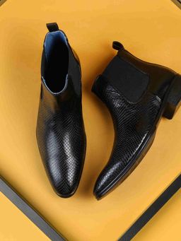 Mochi - Mens Black Slip On Closure Chelsea Boots