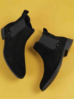 Mochi - Mens Black Slip On Closure Chelsea Boots