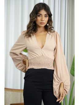Femme Sequel - Champagne Shirred Waist Top