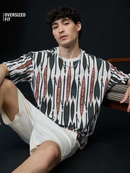 The Souled Store - Originals: Ankara Men Oversized White T-shirt