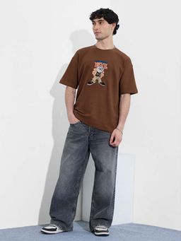 The Souled Store - Official Looney Tunes: Taz Men Oversized Brown T-shirt