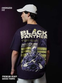 The Souled Store - Official Black Panther: Poster Men Oversized Navy Blue T-shirt