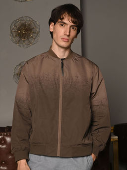 Odette - Franco Brown Patterned Polyester Men Taffeta Jacket