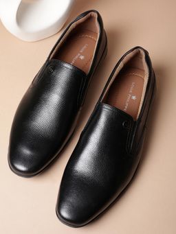 Louis Philippe - Textured Black Slip Ons