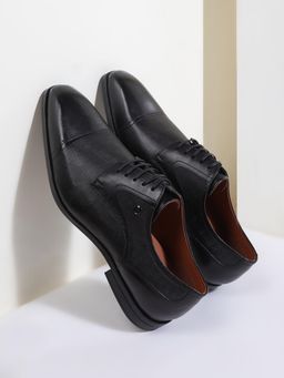 Louis Philippe - Men Black Leather Lace Up Derbies