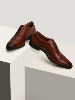 Louis Philippe - Men Brown Leather Lace Up Brogues