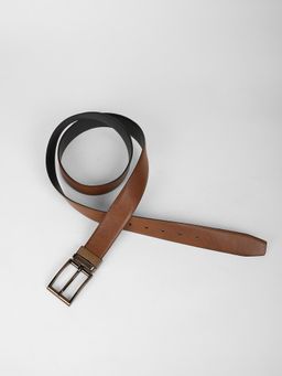 Louis Philippe - Men Brown Textured Genuine Leather Formal Belt