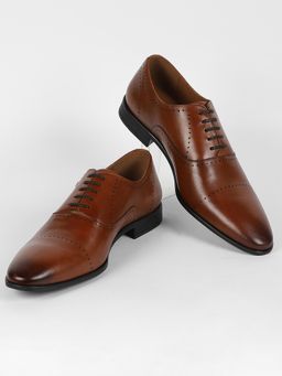 Louis Philippe - Men Brown Leather Oxfords