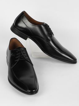 Louis Philippe - Men Black Leather Derbies Shoes