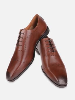 Louis Philippe - Men Tan Leather Oxfords